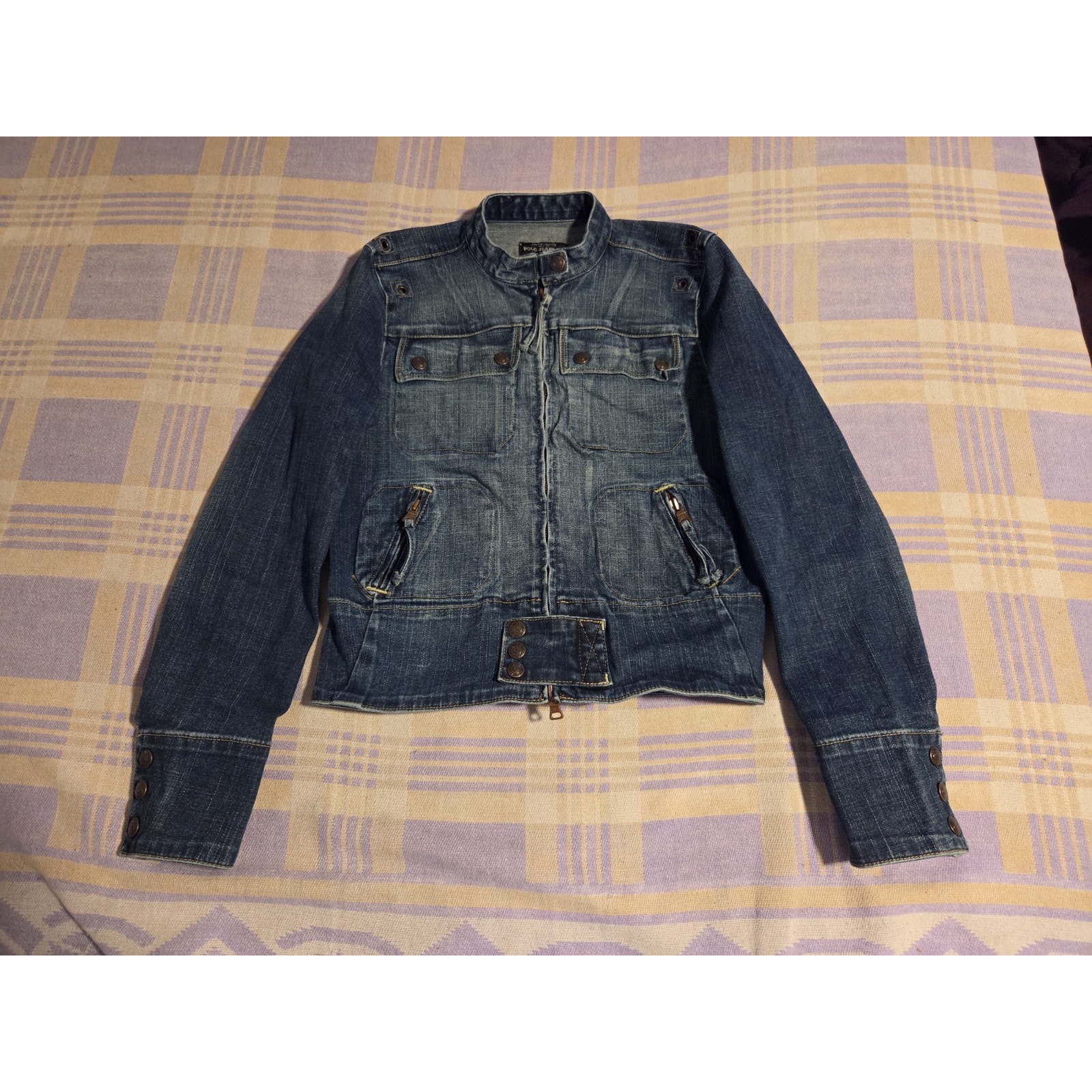 Vintage Polo Jeans Co Ralph Lauren Jean Jacket Womens Anouck Denim Moto Full Zip